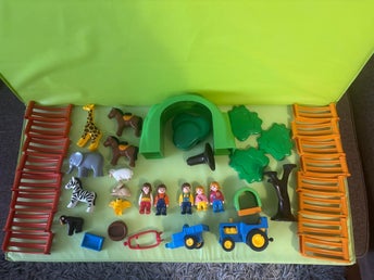 Playmobil 1.2.3 - Zoo och Bondgård med djur och figurer
