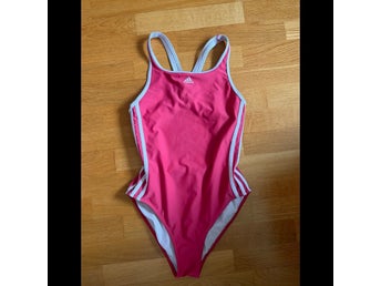 Adidas rosa/korallröd baddräkt 90-tal retro klassisk