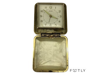 Seiko Reseklocka Vintage Brun Fodral Mekanisk Väckarklocka Japan Retro Ur Klocka