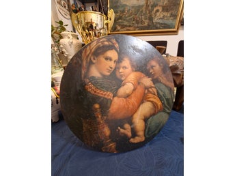 Tavla, rund, med motiv av Madonna della Seggiola