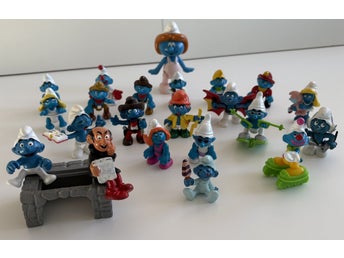 Stor Smurfarna-lot Schleich Peyo – 20+ figurer inkl. Gargamel Vintage