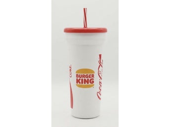 Retro Burger King & Coca-Cola samlarmugg med lock & sugrör – Perfekt skick!