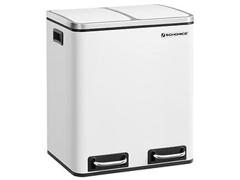 Songmics Kitchen Bin, 2 x 15 L stål skräpfack, stegfack med inre hinkar LTB30WT