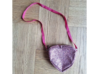 H&M Axelremsväska i rosa glitter Hjärta