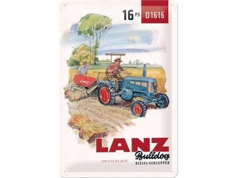LANZ Bulldog - Plåtskylt 20 x 30 cm.