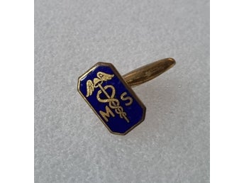 Emaljerad manschettknapp eller med läkaremblemet (Caduceus)