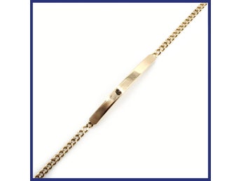 Armband, 18K guld, pansarlänk, bricka (vikt 4,44g, längd 19,3cm)