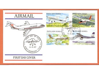 Papua Nya Guinea FDC Flygplan 11.11.87 vinjett