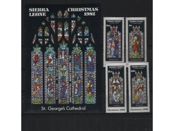 Sierra Leone 1982 Jul fönstermosaik religiösa motiv 4v + block