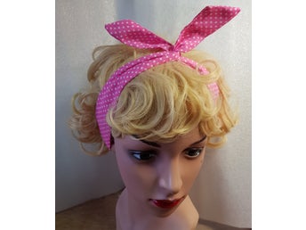 Hårband rosa med vita prickar Rockabilly Pinup Dita
