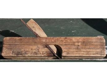 Äldre PROFILHYVEL i trä. Verktyg inredningsdetalj med patina (9)