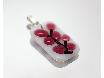 Handmade fused glass hänge halsband Körsbärsblom / Sakura