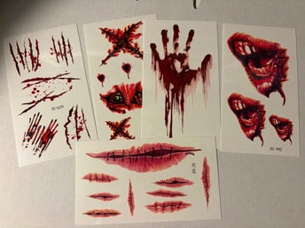 Halloween tillfälliga tatueringar ( 5 ark) med skräcktema