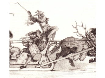 Träsnitt ”Carl Larsson-släde” ur tidskrift från 1883