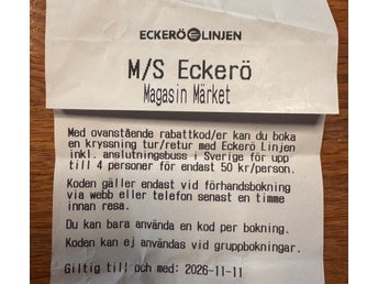 Eckerölinjen - rabattkod / värdekod