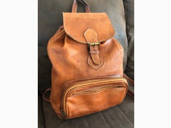Ryggsäck läder skinn cognac naturläder retro vi.. (405568844 Vintage Cognac Ryggsäck i Skinn | Delton Bags | Fri frakt