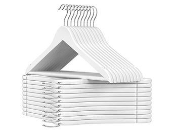 Songmics trähängare, uppsättning av 20, kapphängare, klädhängare, vita CRW03W-20