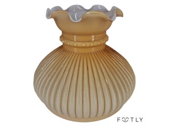 Lampskärm Glas Vintage Räfflad Gul Vit Taklampa Skärm Retro Belysning
