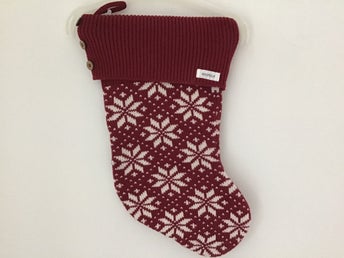Newbie ny röd, vit julstrumpa, storlek one size, snöflingemönster