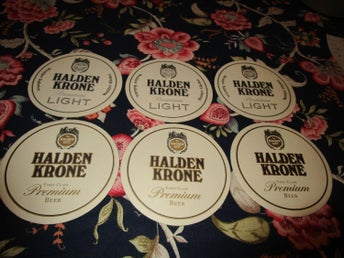 6 ST ÖL GLASUNDERLÄGG - HALDEN KRONE BEER