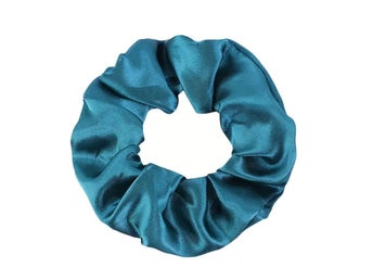Hårsnodd - Scrunchie - Satin - 9cm - Teal turkos