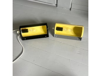 IKEA Lod V413 10813 80-/90-tal 2 sänglampor retro gul/svart vridbara vägglampor