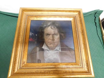 Ludwig van Beethoven Antik oljetryck I Träram med Glas 39 x 39 cm