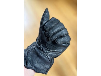 Vintage 80s soviet-era black Leather Motorcycle gloves size L