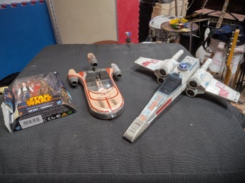Star Wars Toy Bundle: X-Wing Fighter, Landspeeder, and Han Solo & Chewbacca