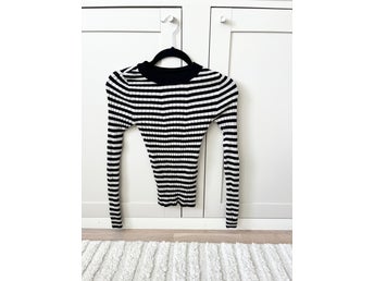 Vero Moda svart / vit/ beige randig tröja Stl XS långärmad kofta damtröja
