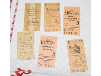 6 ÄLDRE BILJETTER. STHLM C -STUVSTA 1952-53