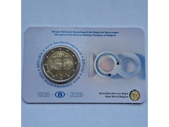 Belgien 2 euro 2026 100 år av Belgiens nationella järnvägsbolag [coincard]