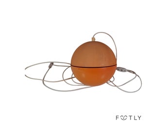 Taklampa Vintage Orange Plast Rund 70-Tal Retro Lampa Pendel Lampskärm