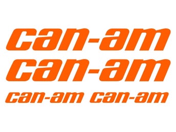 [ DEKALEL ] cam-am. Två st. 20 x 2.7 & Två st 9.5 x 1.3 cm. Orange.