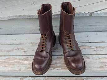 Italienska 60-tal vintage läder militär militare cap toe boots stövlar kängor 41