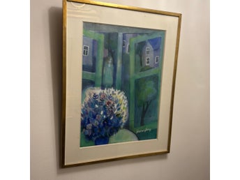 Originalakvarell av Jöran Nyberg – 60x44 cm Flickan på gården