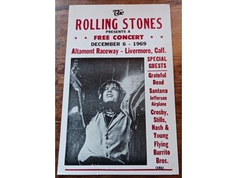 Poster / The Rolling Stones - Altamont Raceway 1969 / Grateful Dead /56 x 36 Cm