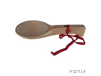 Ljusstake i form av Träslev Handgjord Röd Rosett Trä Sleva Vintage Allmoge