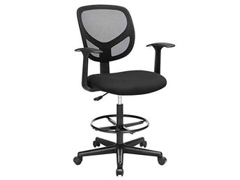 SONGMICS Kontorsstol Ergonomisk arbetspall med armstöd sits, svart OBN25BK