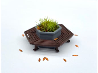 Miniatyr Parkbänk, Sexkantig. Skala 1:64. Modell.
