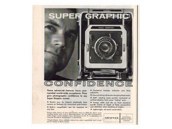 Kamera Graflex Super Graphic Confidence reklamannons fr 1959