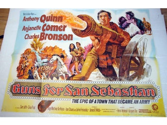 Guns for San Sebastian movie poster-original quad poster circa 1968-86g