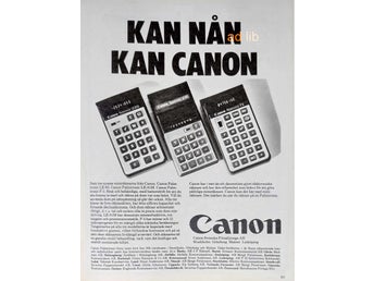 CANON MINIRÄKNARE - KAN NÅN KAN CANON, REKLAM, TIDNINGSANNONS 1974