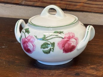 Lockskål,Porslin,Gefle,Rosor, 1913-1925,Antik,Vintage