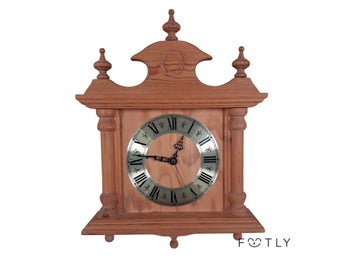 Väggklocka Träklocka Vintage Made in Germany Romerska Siffror Quartz Ur Retro