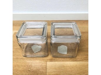 2 Anchor Hocking Stackable Square Glass Jars - Air Tight - Made in The USA
