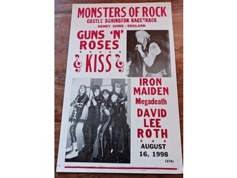 Poster / Monsters Of Rock - 1998 /Kiss - Guns 'n' Roses - Iron Maiden /56x36 Cm