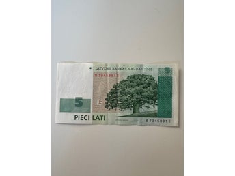 Lettisk sedel 5 Lati Latvijas Bankas
