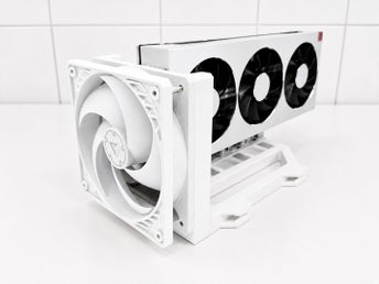 Horisontellt Vit Öppet GPU-stativ med Stöd för 120 mm Fläkt