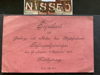 skjutkort vid Göteborgs och Bohus läns Fäflingsskjutningar 1895.